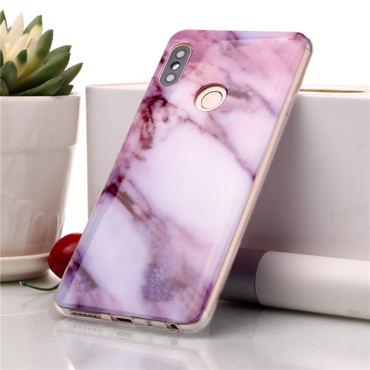 Marble Pattern IMD Soft TPU Back Case for Xiaomi Redmi Note 5 Pro (Dual Camera) / Redmi Note 5 (China) - Pink / White-1