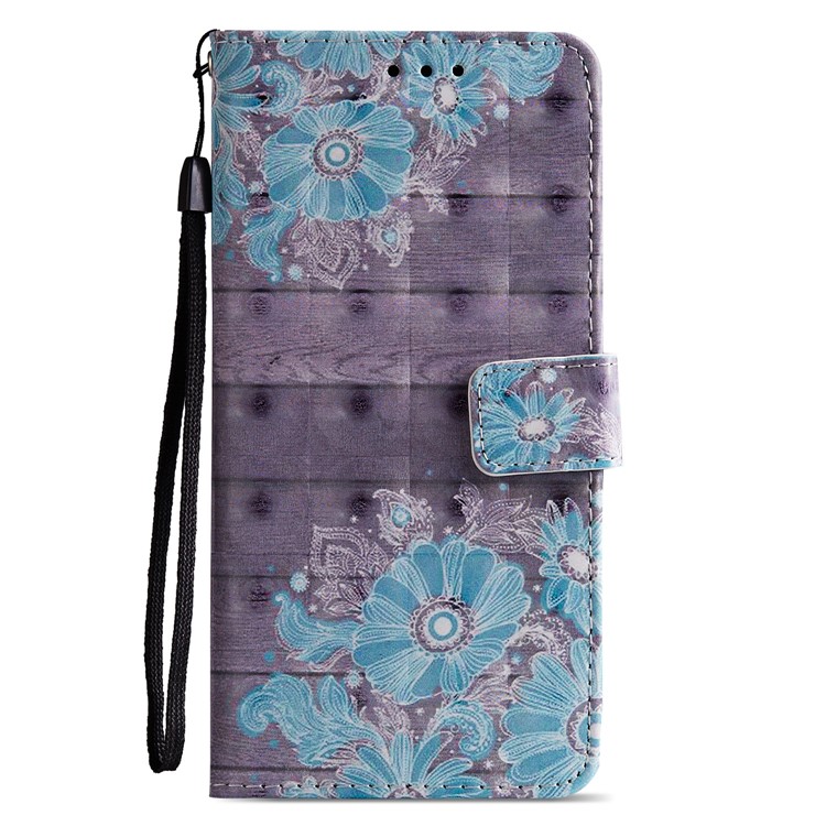 Pattern Printing Leather Wallet Case for Xiaomi Redmi Note 5 Pro (Dual Camera) / Redmi Note 5 (China) - Blue Flower-2