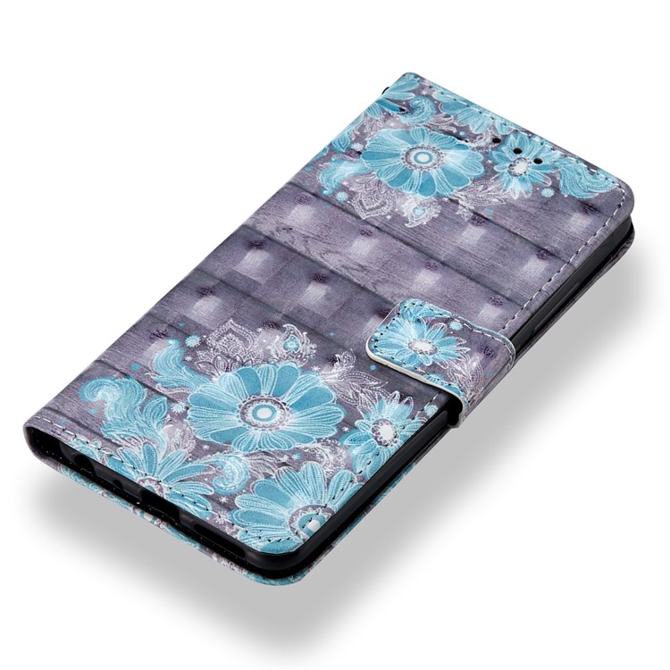Pattern Printing Leather Wallet Case for Xiaomi Redmi Note 5 Pro (Dual Camera) / Redmi Note 5 (China) - Blue Flower-4