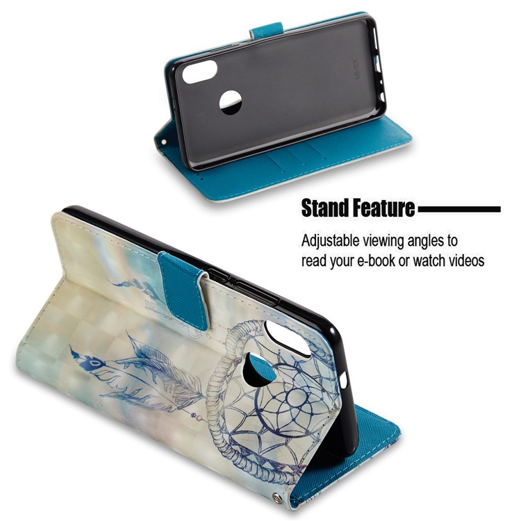 Pattern Printing Leather Wallet Cover for Xiaomi Redmi Note 5 Pro (Dual Camera) / Redmi Note 5 (China) - Feather Dream Catcher-3