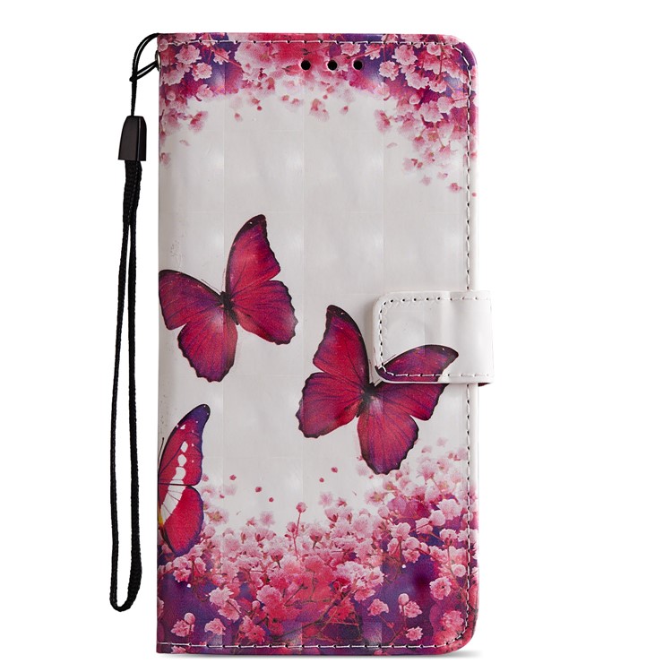 Patterned Leather Wallet Case for Xiaomi Redmi Note 5 Pro (Dual Camera) / Redmi Note 5 (China) - Butterfly and Flower-2