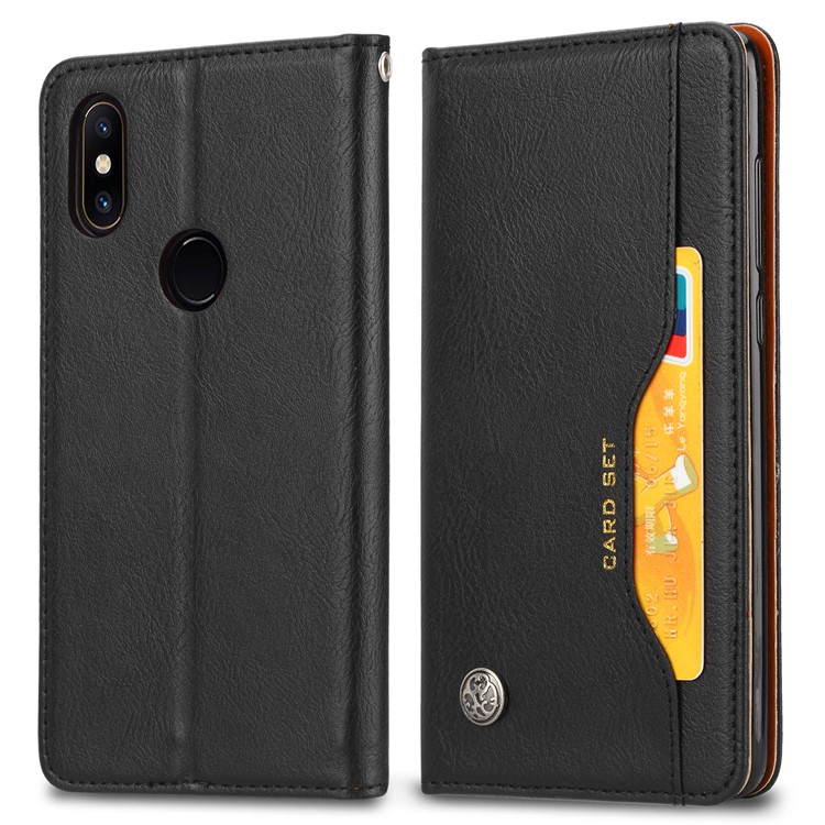 Auto-absorbed Leather Wallet Case for Xiaomi Mi Mix 2s - Black-2