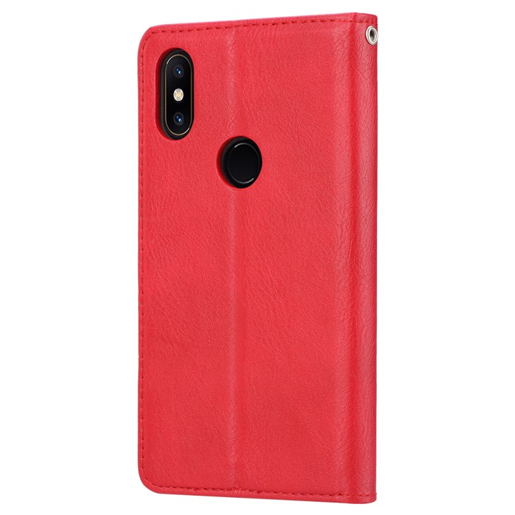 Auto-absorbed Leather Wallet Phone Cover with Stand for Xiaomi Mi Mix 2s - Red-4