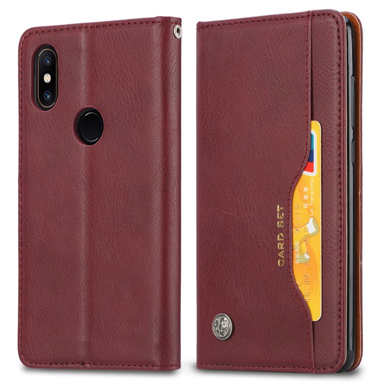 Авто-поглощенный Кожаный Кошелек Подставка Для Телефона Для Xiaomi Mi Mix 2s - Красное Вино-2