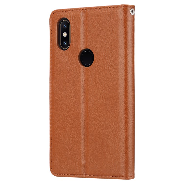 Auto-absorbed Leather Wallet Stand Phone Casing for Xiaomi Mi Mix 2s - Brown-4
