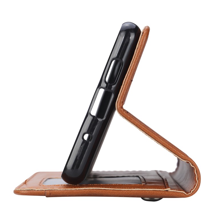 Auto-absorbed Leather Wallet Stand Phone Casing for Xiaomi Mi Mix 2s - Brown-6