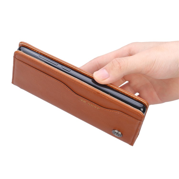 Auto-absorbed Leather Wallet Stand Phone Casing for Xiaomi Mi Mix 2s - Brown-9