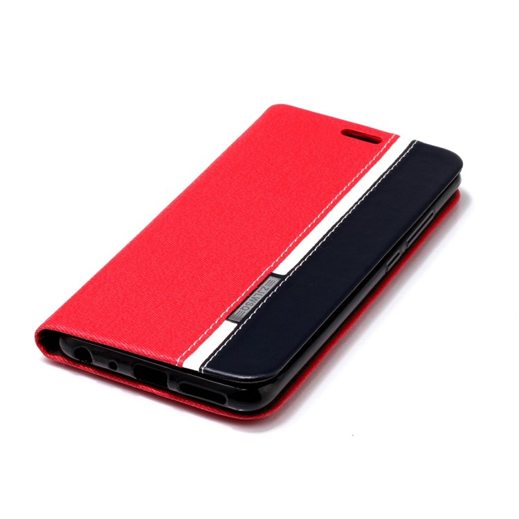 copertura In Pelle Bicolore Per Xiaomi Mi A2 / Mi 6X - Rosso-5