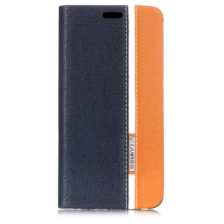 Two-color Leather Folio Case with Stand for Xiaomi Mi A2 / Mi 6X - Dark Blue-1