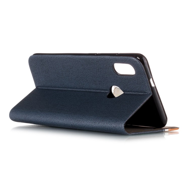 Two-color Leather Folio Case with Stand for Xiaomi Mi A2 / Mi 6X - Dark Blue-3