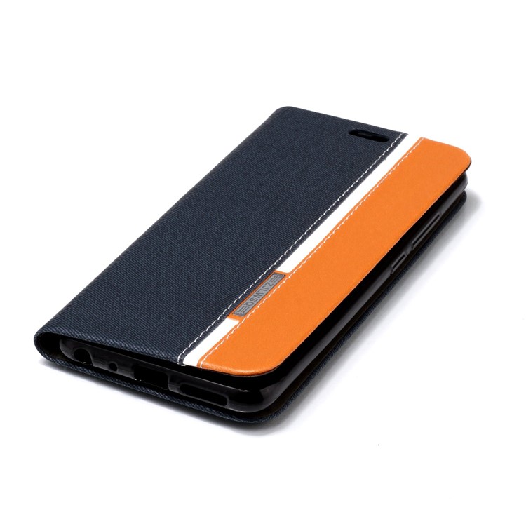 Two-color Leather Folio Case with Stand for Xiaomi Mi A2 / Mi 6X - Dark Blue-4
