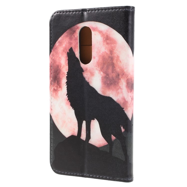 Pattern Printing Leather Wallet Case for Xiaomi Redmi Note 5 (12MP Rear Camera) / Redmi 5 Plus (China) - Wolf Howling at the Moon-2