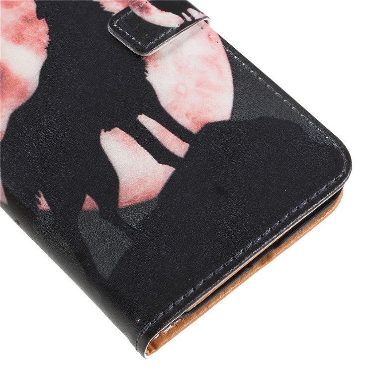 Pattern Printing Leather Wallet Case for Xiaomi Redmi Note 5 (12MP Rear Camera) / Redmi 5 Plus (China) - Wolf Howling at the Moon-7