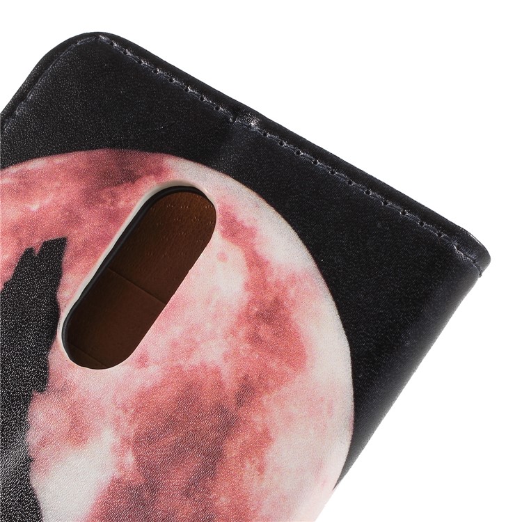 Pattern Printing Leather Wallet Case for Xiaomi Redmi Note 5 (12MP Rear Camera) / Redmi 5 Plus (China) - Wolf Howling at the Moon-8