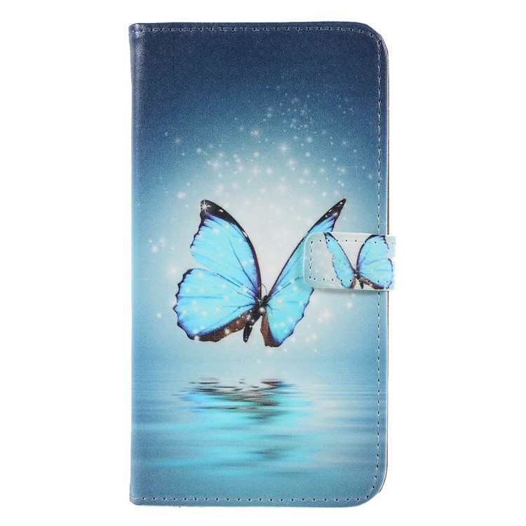 Pattern Printing Stand Leather Wallet Case for Xiaomi Redmi Note 5 (12MP Rear Camera) / Redmi 5 Plus (China) - Blue Butterfly-1