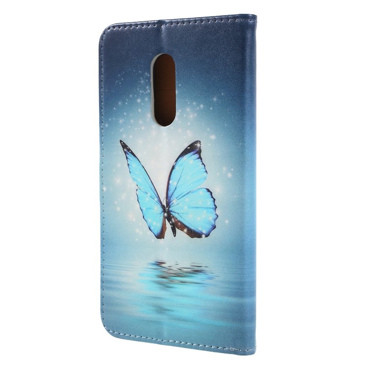 Pattern Printing Stand Leather Wallet Case for Xiaomi Redmi Note 5 (12MP Rear Camera) / Redmi 5 Plus (China) - Blue Butterfly-2