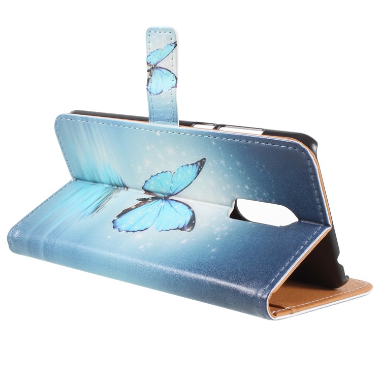 Pattern Printing Stand Leather Wallet Case for Xiaomi Redmi Note 5 (12MP Rear Camera) / Redmi 5 Plus (China) - Blue Butterfly-5