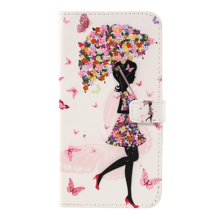 Pattern Printing Wallet Leather Stand Cover for Xiaomi Redmi Note 5 (12MP Rear Camera) / Redmi 5 Plus (China) - Flowered Girl Holding Umbrella-1