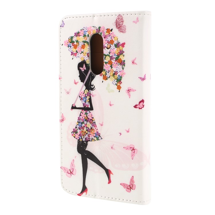 Pattern Printing Wallet Leather Stand Cover for Xiaomi Redmi Note 5 (12MP Rear Camera) / Redmi 5 Plus (China) - Flowered Girl Holding Umbrella-2