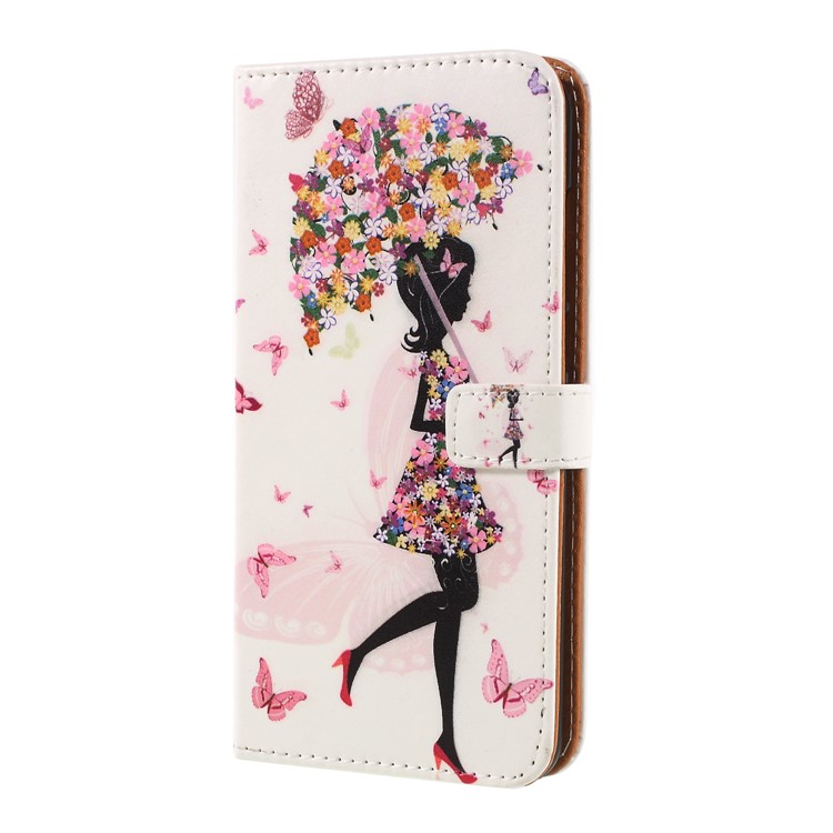 Pattern Printing Wallet Leather Stand Cover for Xiaomi Redmi Note 5 (12MP Rear Camera) / Redmi 5 Plus (China) - Flowered Girl Holding Umbrella-3