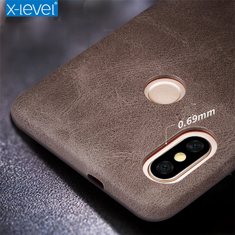 X-LEVEL Vintage Leather Coated Plastic Mobile Shell for Xiaomi Redmi Note 5 (12MP Rear Camera) / Redmi 5 Plus (China) - Coffee-4