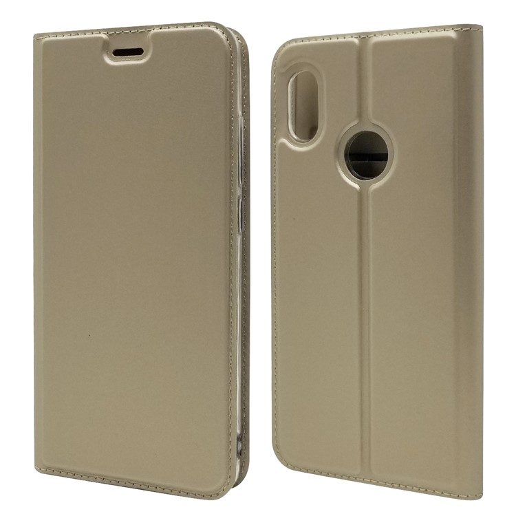 Magnetic Adsorption Leather Folio Case with Card Slot for Xiaomi Mi A2 / Mi 6X - Gold-1