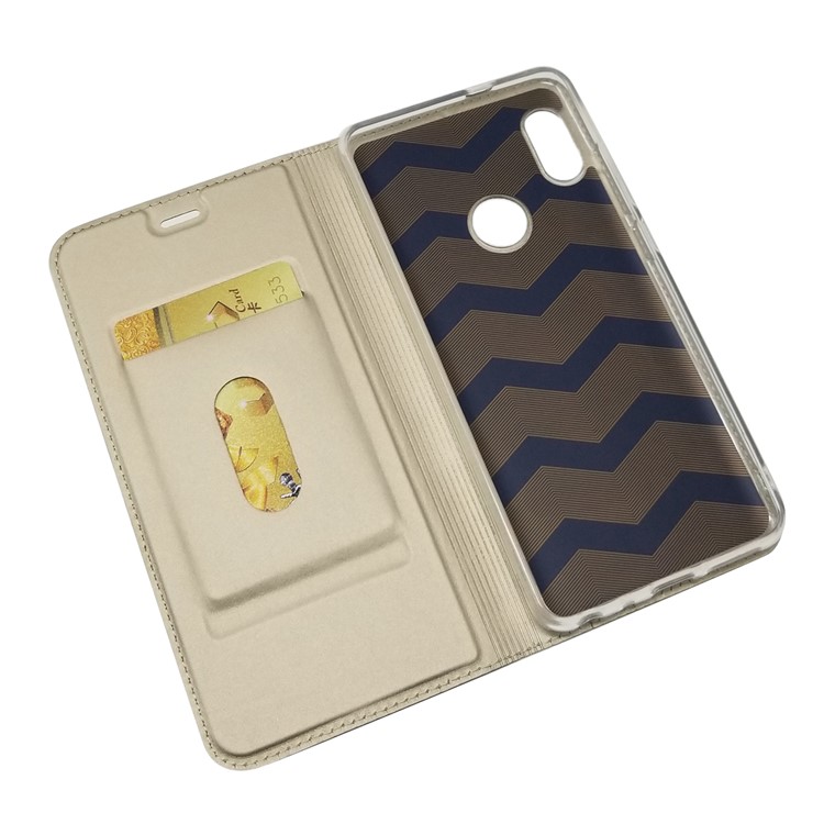 Magnetic Adsorption Leather Folio Case with Card Slot for Xiaomi Mi A2 / Mi 6X - Gold-5