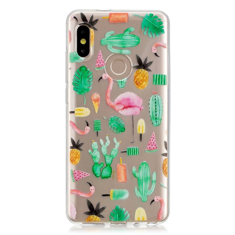 Pattern Printing Soft TPU Cell Phone Cover for Xiaomi Redmi Note 5 Pro (Dual Camera) / Redmi Note 5 (China) - Flamingo and Cactus-1