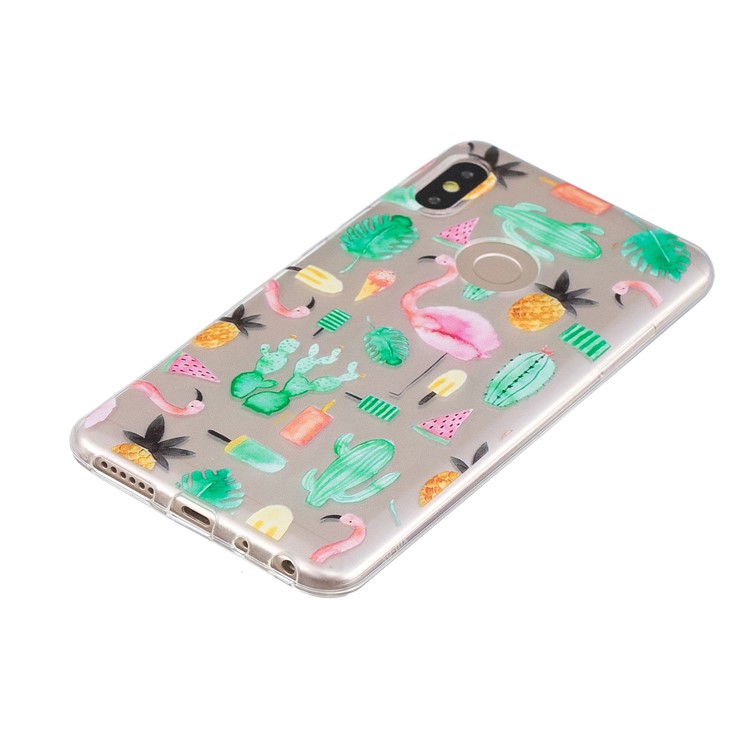 Pattern Printing Soft TPU Cell Phone Cover for Xiaomi Redmi Note 5 Pro (Dual Camera) / Redmi Note 5 (China) - Flamingo and Cactus-2