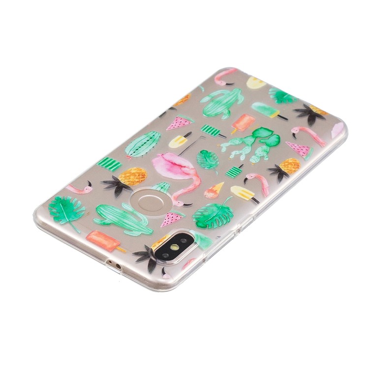 Pattern Printing Soft TPU Cell Phone Cover for Xiaomi Redmi Note 5 Pro (Dual Camera) / Redmi Note 5 (China) - Flamingo and Cactus-3