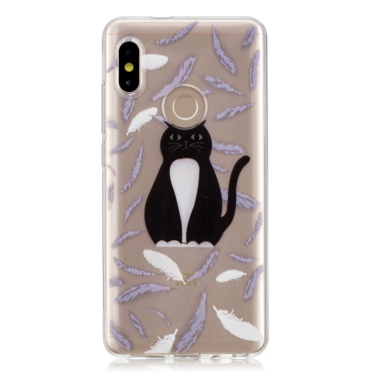 Pattern Printing Soft TPU Back Cover for Xiaomi Redmi Note 5 Pro (Dual Camera) / Redmi Note 5 (China) - Cat and Feather-1