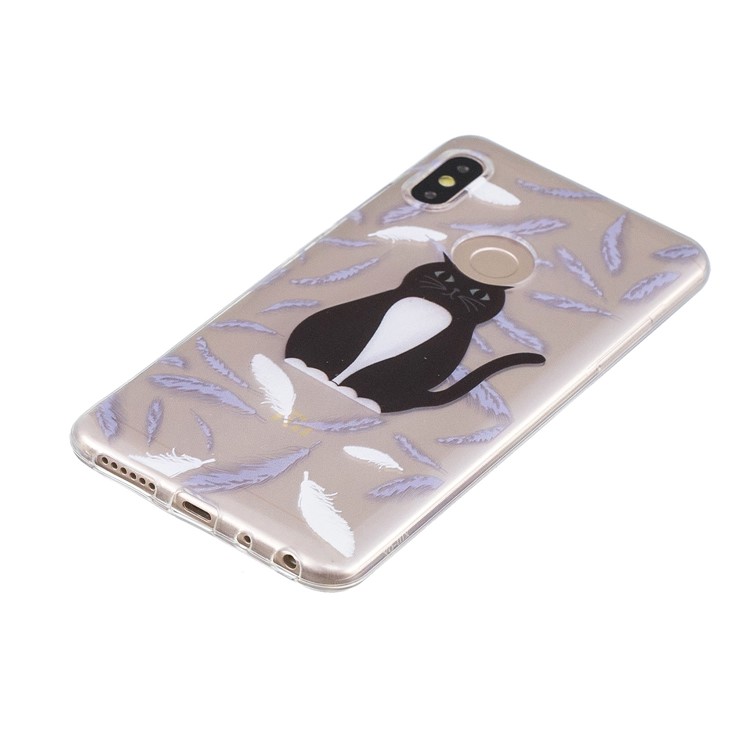 Pattern Printing Soft TPU Back Cover for Xiaomi Redmi Note 5 Pro (Dual Camera) / Redmi Note 5 (China) - Cat and Feather-2