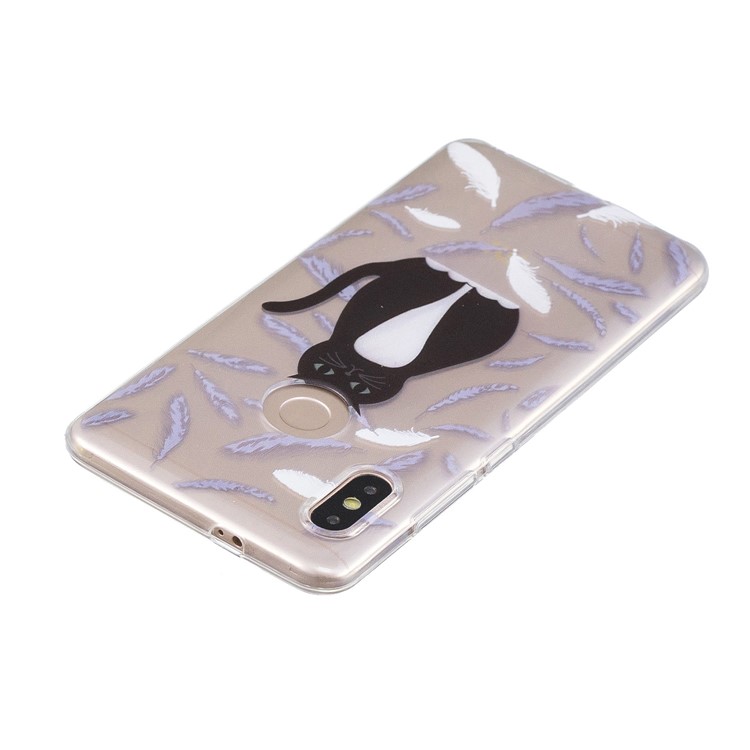 Pattern Printing Soft TPU Back Cover for Xiaomi Redmi Note 5 Pro (Dual Camera) / Redmi Note 5 (China) - Cat and Feather-3