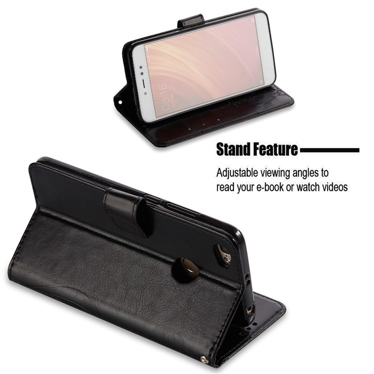 Imprinted Butterfly Flower Leather Wallet Stand Case for Xiaomi Redmi Note 5A Prime/Redmi Y1 (India) - Black-3