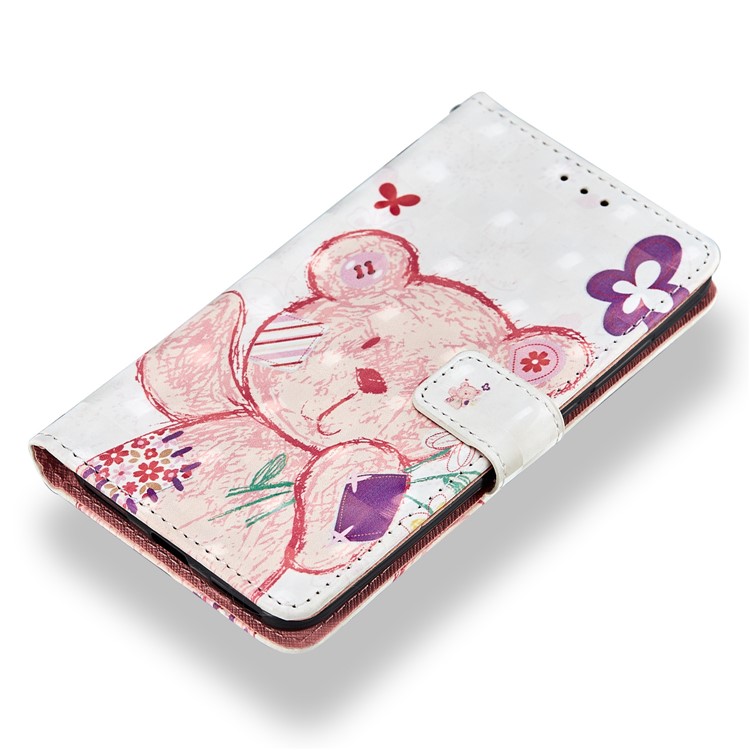 Pattern Printing Leather Wallet Stand Shell for Xiaomi Redmi Y1 (India)/Redmi Note 5A Prime - Pink Bear-5