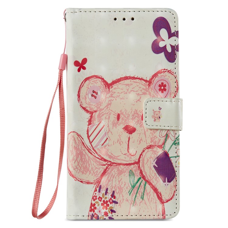 Pattern Printing Leather Wallet Stand Shell for Xiaomi Redmi Y1 (India)/Redmi Note 5A Prime - Pink Bear-8