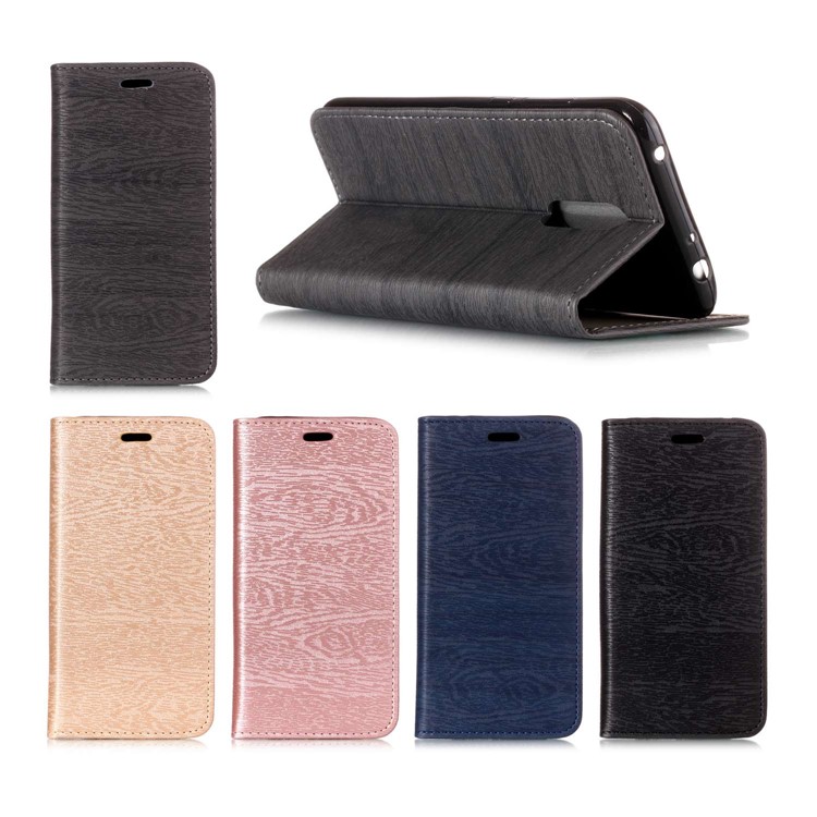 Wood Pattern PU Leather Auto-absorbed Case for Xiaomi Redmi Note 5 (12MP Rear Camera) / Redmi 5 Plus (China) - Black-8