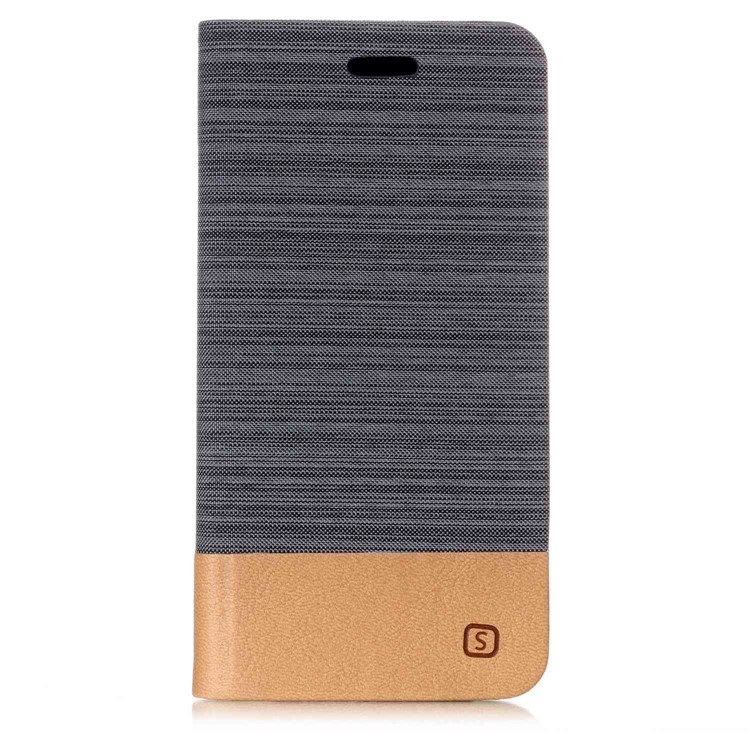 Bi-color Canvas Leather Case for Xiaomi Redmi Note 5 (12MP Rear Camera) / Redmi 5 Plus (China) - Dark Grey-1