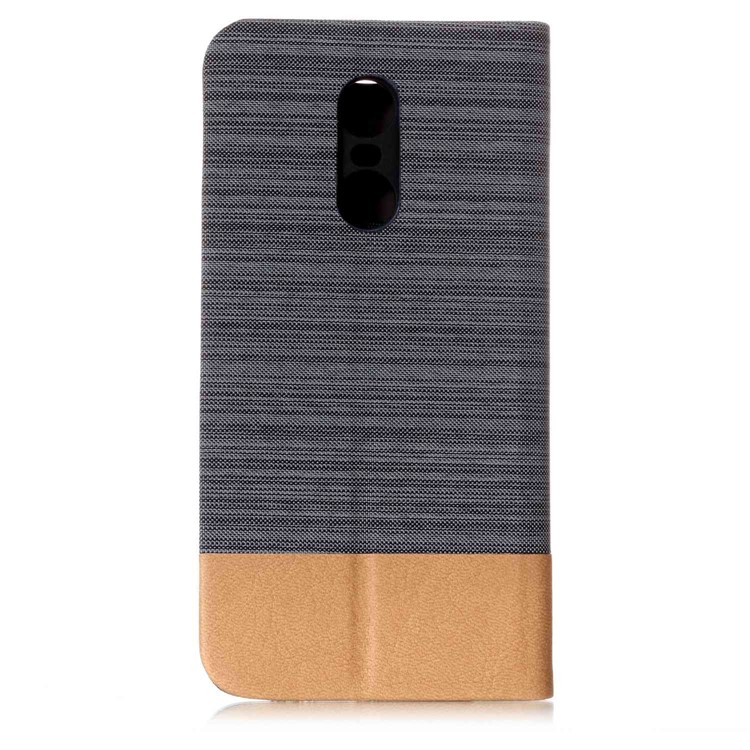 Bi-color Canvas Leather Case for Xiaomi Redmi Note 5 (12MP Rear Camera) / Redmi 5 Plus (China) - Dark Grey-2