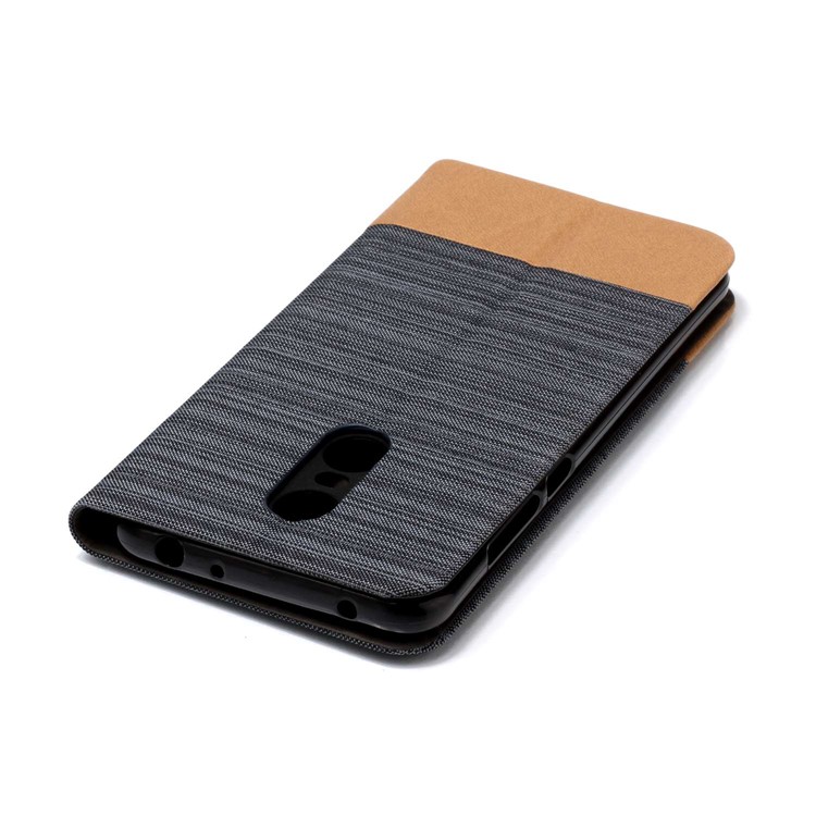 Bi-color Canvas Leather Case for Xiaomi Redmi Note 5 (12MP Rear Camera) / Redmi 5 Plus (China) - Dark Grey-5