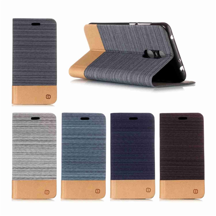 Bi-color Canvas Leather Case for Xiaomi Redmi Note 5 (12MP Rear Camera) / Redmi 5 Plus (China) - Dark Grey-6