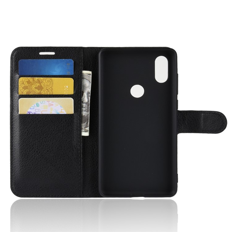 Litchi Skin Wallet Leather Stand Case for Xiaomi Mi Mix 2s - Black-3