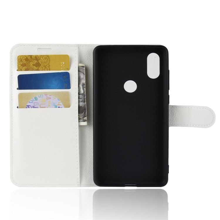 Litchi Skin Wallet Leather Stand Cover for Xiaomi Mi Mix 2s - White-3