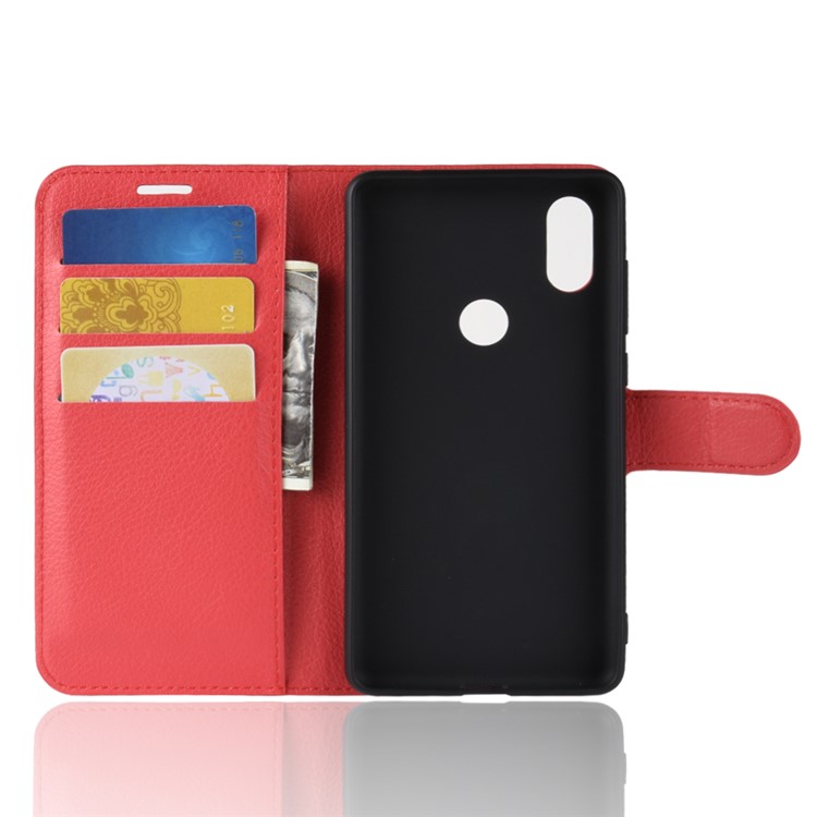 Litchi Skin Wallet Leather Cell Phone Case for Xiaomi Mi Mix 2s - Red-3