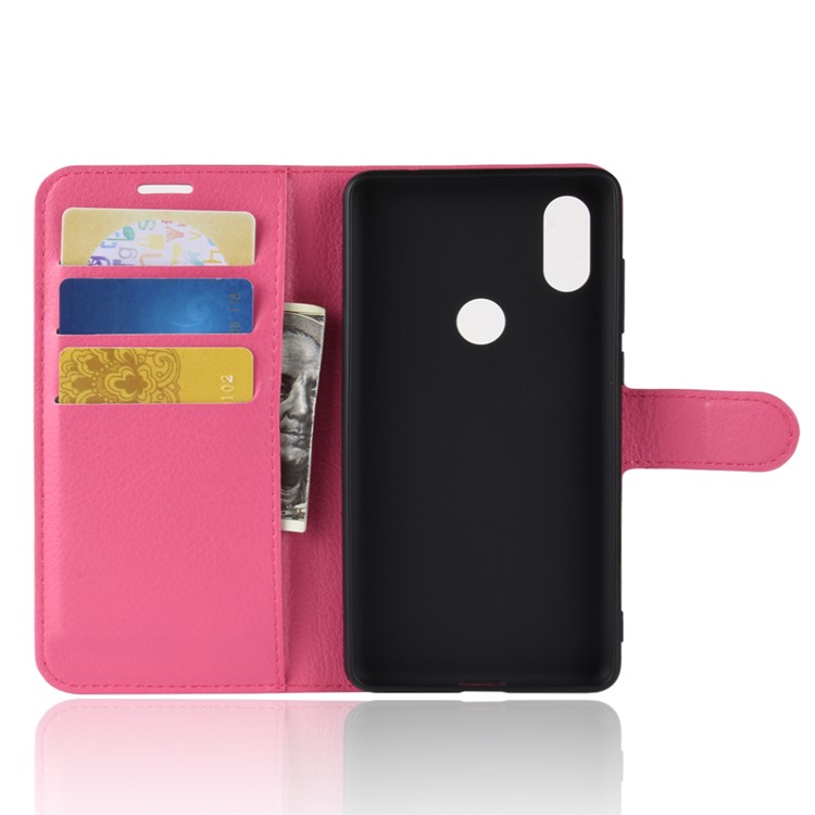 Litchi Skin Wallet Leather Protection Case for Xiaomi Mi Mix 2s - Rose-3
