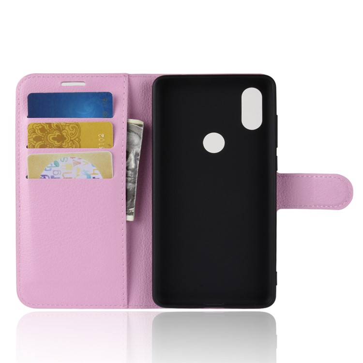 Litchi Skin Magnetic Leather Stand Case for Xiaomi Mi Mix 2s - Pink-3