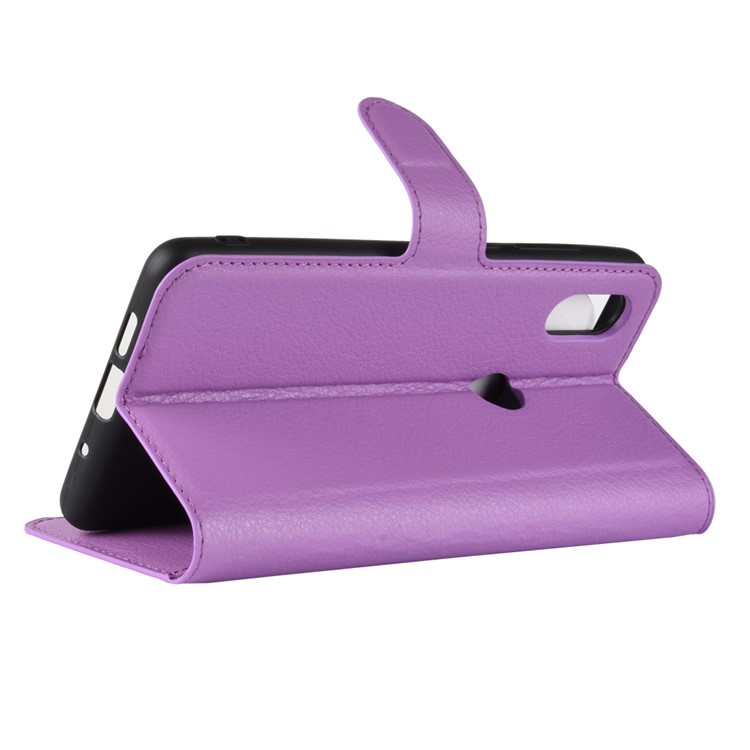 Litchi Skin Leather Wallet Cover for Xiaomi Mi Mix 2s - Purple-5