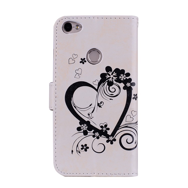 Imprinted Loving Heart Leather Wallet Case for Xiaomi Redmi Note 5A Prime / Redmi Y1 - White-2
