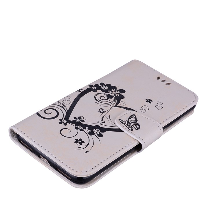 Imprinted Loving Heart Leather Wallet Case for Xiaomi Redmi Note 5A Prime / Redmi Y1 - White-3