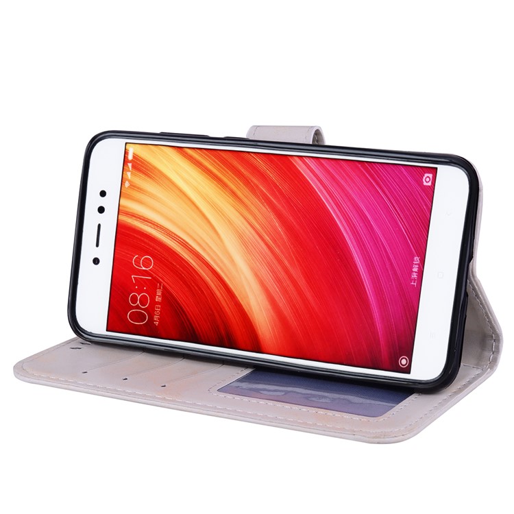 Imprinted Loving Heart Leather Wallet Case for Xiaomi Redmi Note 5A Prime / Redmi Y1 - White-4